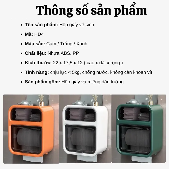 Hộp Giấy Vệ Sinh Dán Tường 2 Ngăn - Gdn