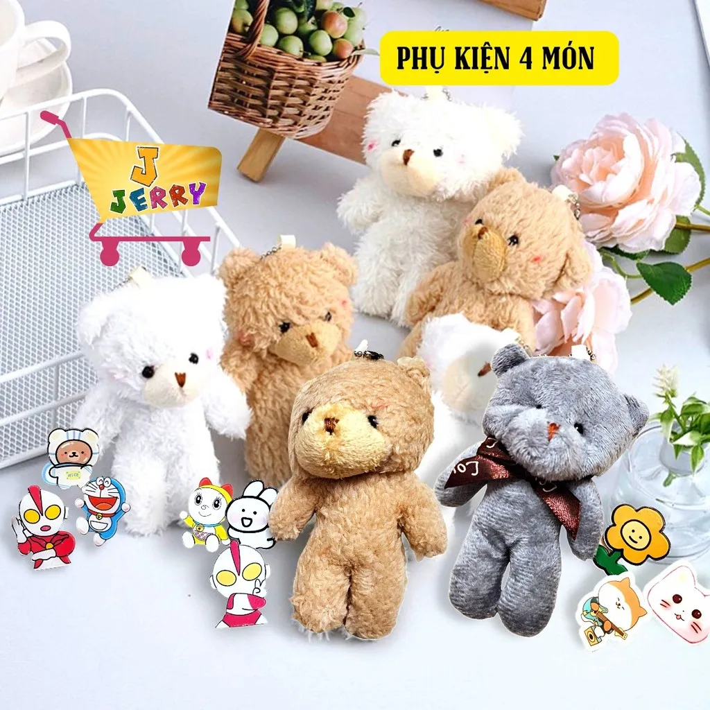 Alternative view of [bộ Phụ Kiện 4 Món] 1 Móc Gấu Treo, 3 Sticker Mica Ghim Balo, Túi Xách - Jerry