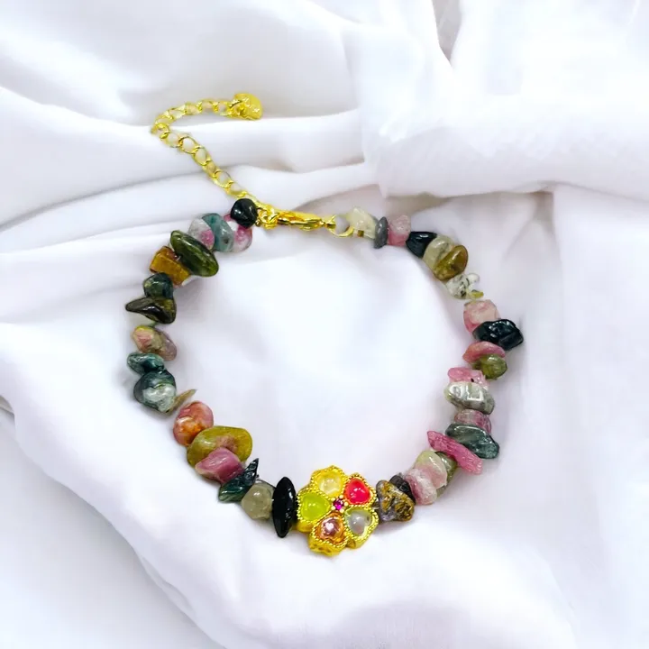 Alternative view of Vòng Tay Charm Hoa Đá Tourmaline Vụn Thiên Nhiên - Thắng Giang