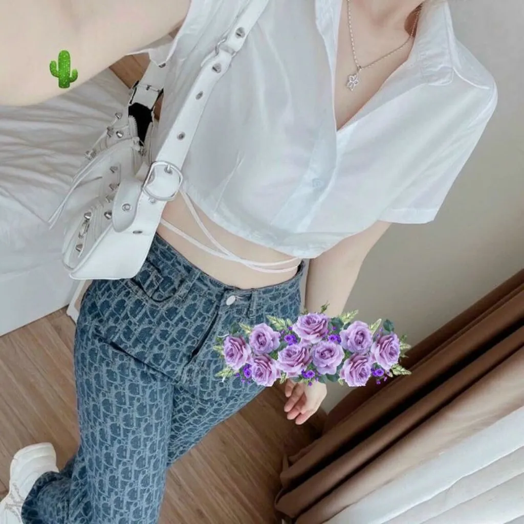 Alternative view of Áo Sơ Mi Nữ Croptop Dây Cột Eo - Ausa House