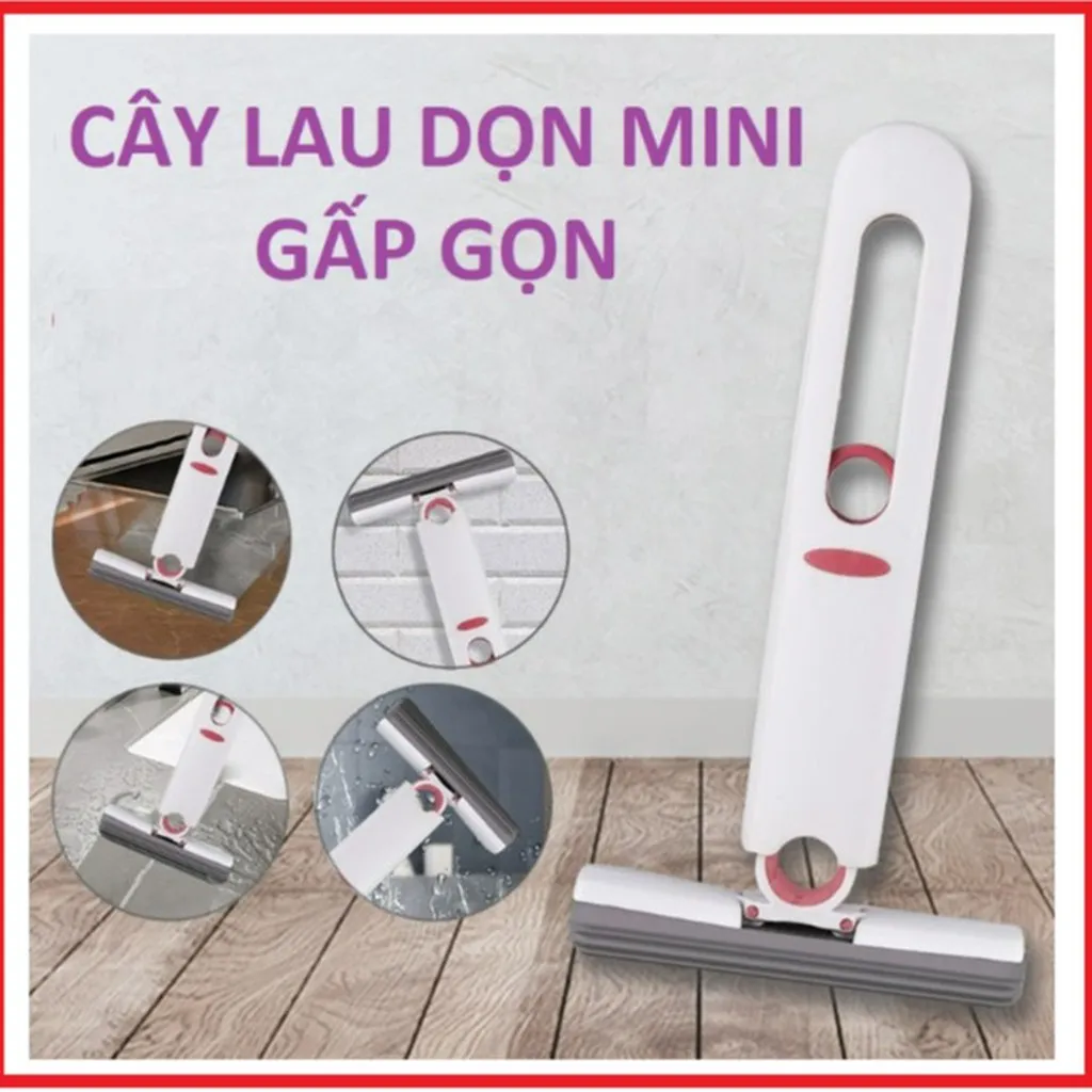 Cây Lau Dọn Mini Gấp Gọn, Cây Lau Tự Vắt Mini Mop Đa Năng Gấp Gọn: Lau Bếp, Lau Kính, Bàn Làm Việc,… Ctb311 - Bechip