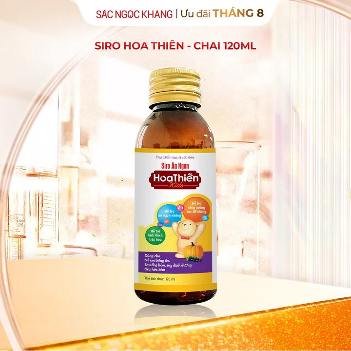 Siro Ăn Ngon Hoa Thiên Kids - Chai 120ml - Giải Pháp Cho Trẻ Biếng Ăn - Hoa Thiên