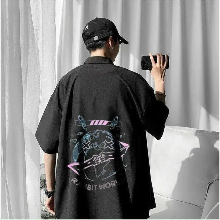 Alternative view of Áo Sơ Mi Nam Form Dáng Tay Lỡ Chất Liệu Vải Mịn Mát Mẻ Hình In Rõ Nét Hàng Hot Trend-htm Fashion