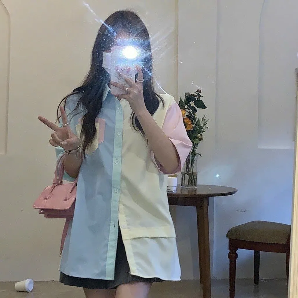 Alternative view of Áo Sơ Mi Nữ Dáng Form Rộng Năng Động Trẻ Trung Phối Theo Kiểu Màu Loang Siêu Đẹp Hàng Hot Trend-htm Fashion