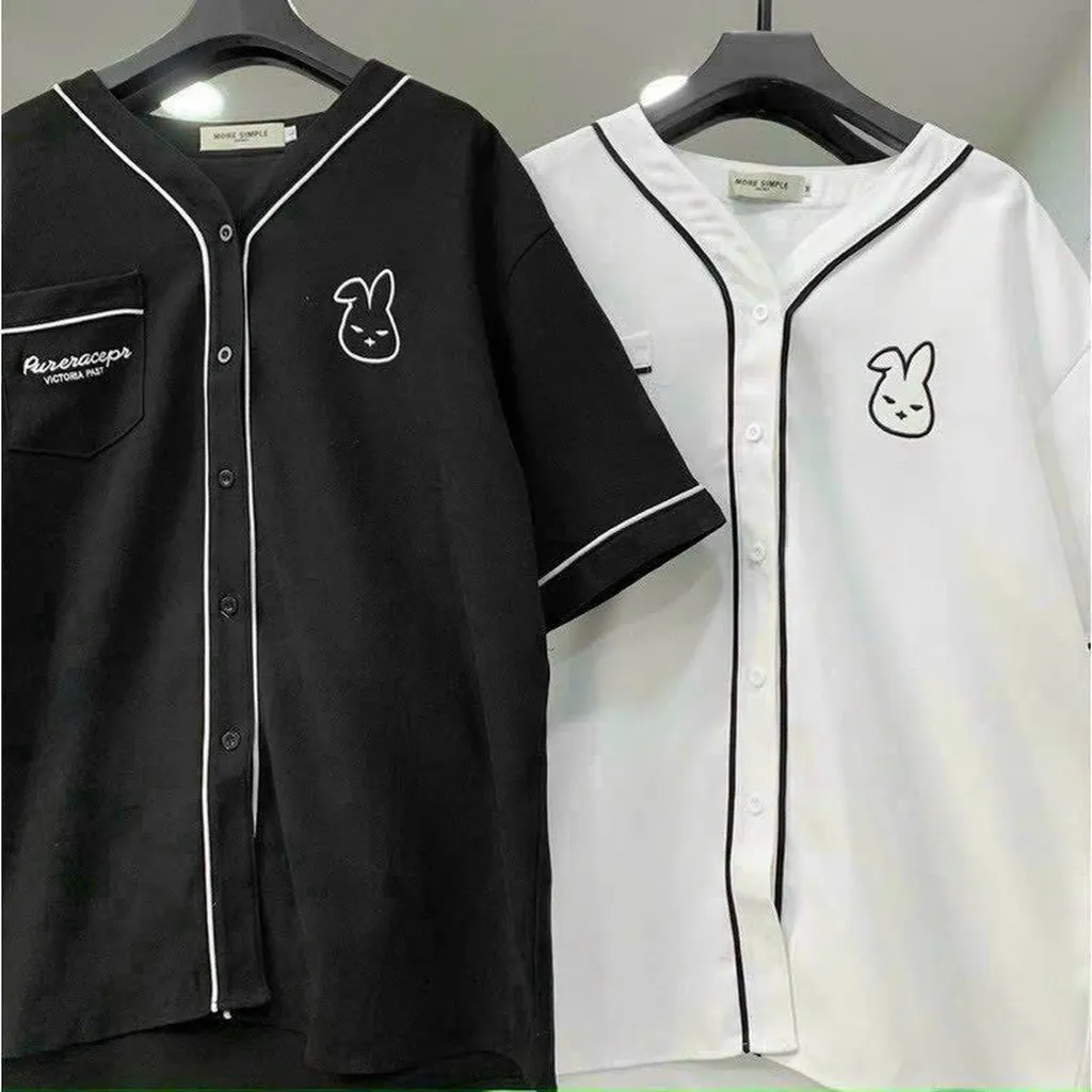 Áo Sơ Mi Nam Nữ Phối Dáng Phong Cách Hàn Quốc Kèm Túi Rất Tiện Lợi Hình In Con Thỏ Siêu Cute Hàng Hot Trend-htm Fashion