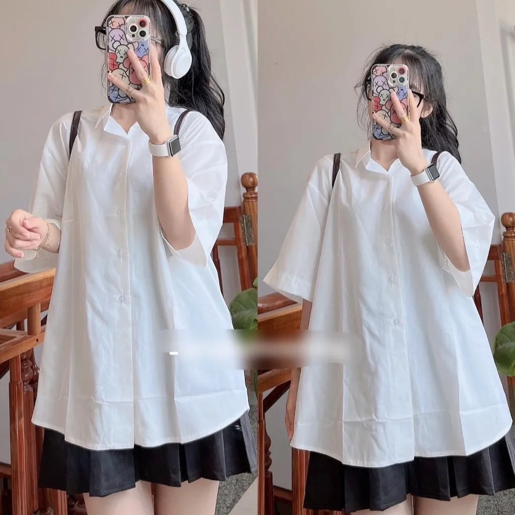 Alternative view of Sơmi Học Sinh Tay Lỡ Ko Túi Hàng Cao Cấp - Lê Phương Boutique