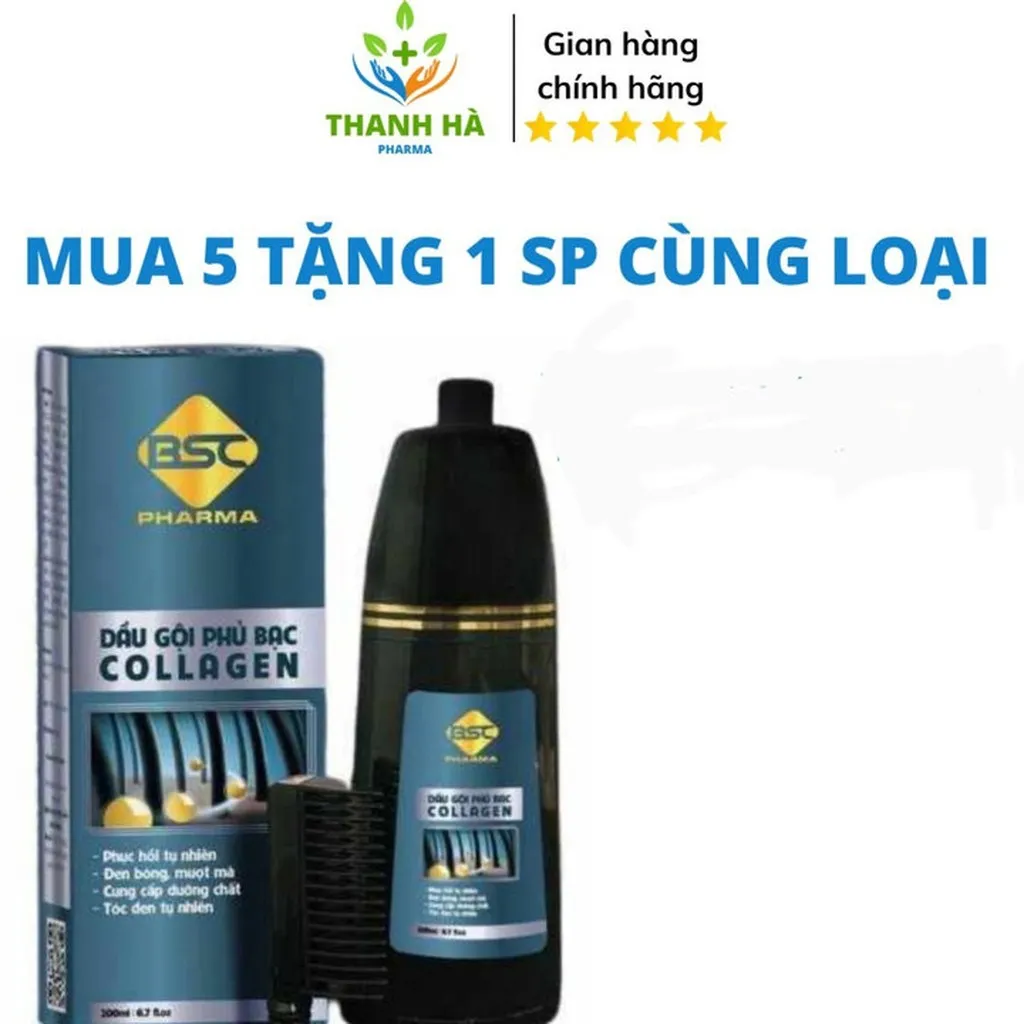Dầu Gội Phủ Bạc Collagen Tóc Đen Tự Nhiên ,nuôi Dưỡng Phục Hồi Tóc Yếu Hư Tổn - Bsc