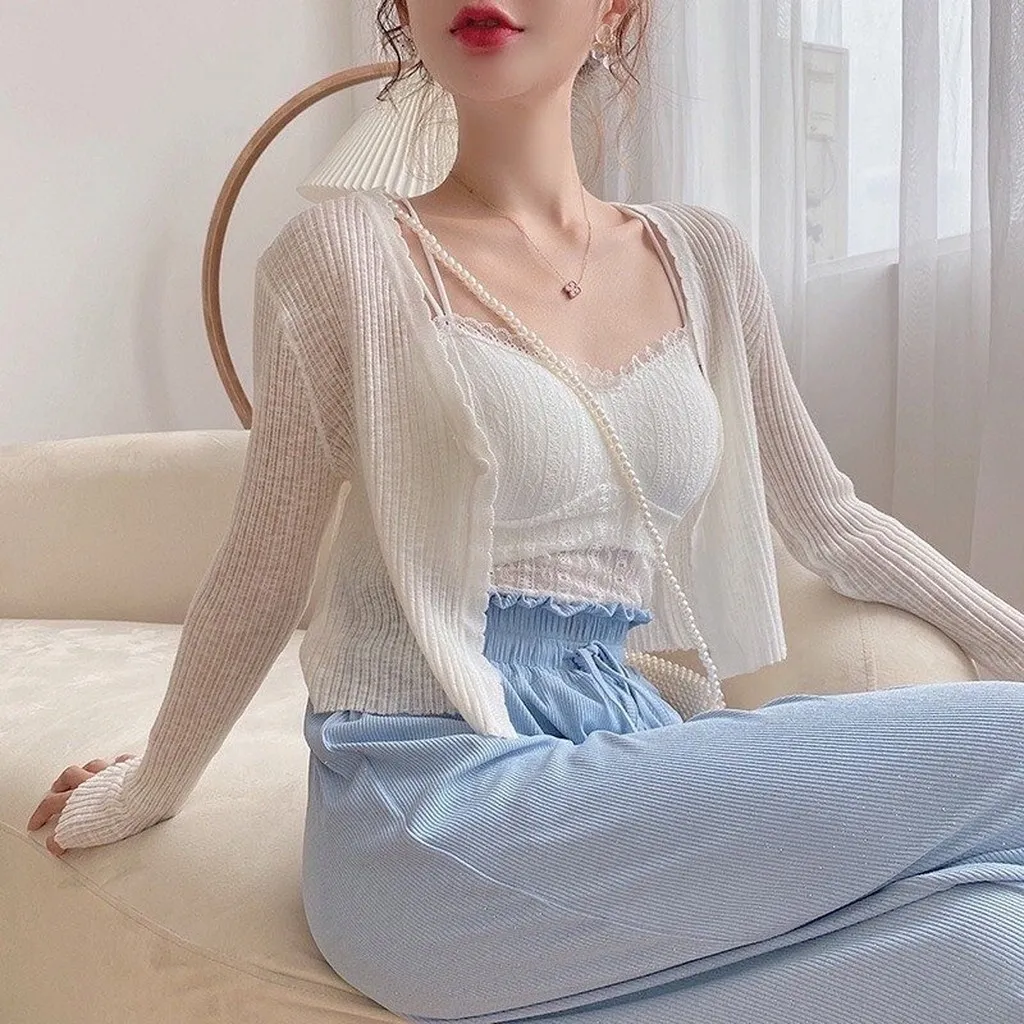 Alternative view of Áo Cardigan Len Mỏng 1 Khuy Nhẹ Nhàng, Tiểu Thư Sldca153 - Diepchi Fashion