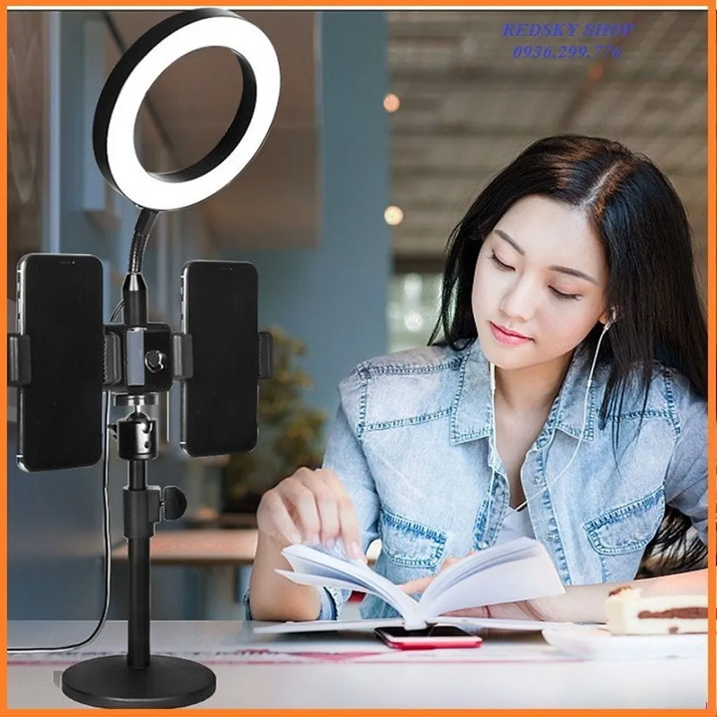 Alternative view of Đèn Led Livestream Tích Hợp 2 Giá Đỡ Điện Thoại - Su