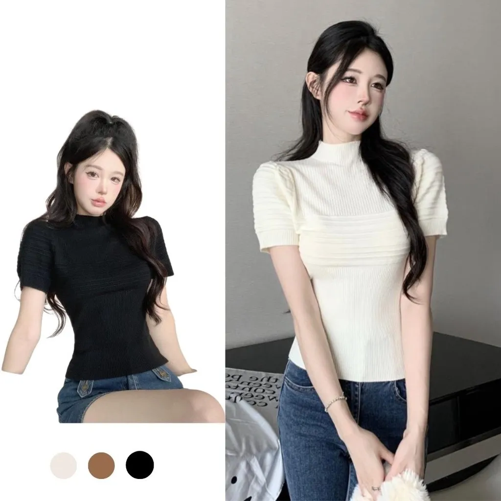 Alternative view of Aó Len Cộc Tay Phồng Phối Viền Nổi Sldca69 - Diepchi Fashion