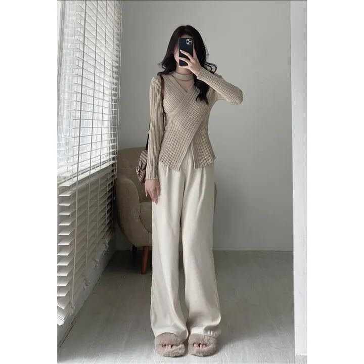 Alternative view of Áo Vạt Chéo Kèm Vòng Cổ Chocker Chất Len Lông Cừu Mềm Mại Sldca79 - Diepchi Fashion