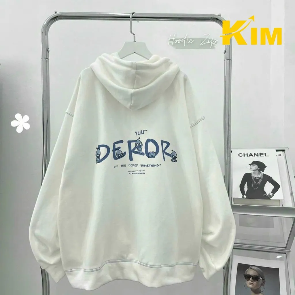 Áo Khoác Nỉ Ngoại Unisex Có Nón Khóa Zip Derror - Kim