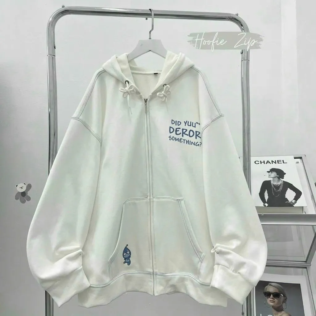 Alternative view of Áo Khoác Nỉ Ngoại Unisex Có Nón Khóa Zip Derror - Kim
