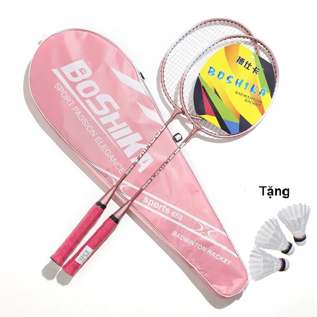 Bộ 2 Chiếc Vợt Cầu Lông Boshika 658 Chất Lượng Cao Tặng Kèm 3 Quả Cầu, Bộ Vợt Cầu Lông Boshika, Vợt Cầu Lông Siêu Nhẹ - Cheap&good