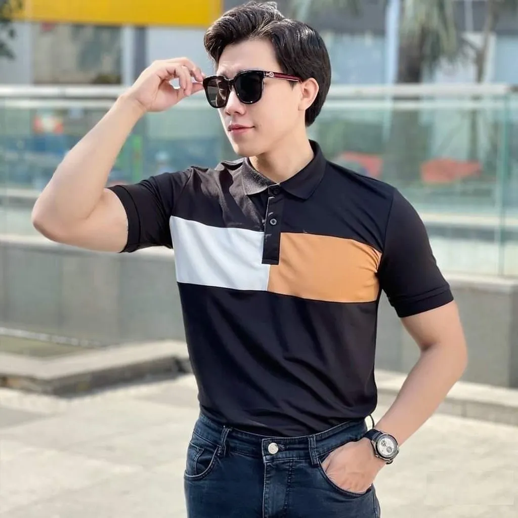 Áo Thun Nam Polo Phối Màu Tay Ngắn Cổ Bẻ Chất Vải Cotton Co Giãn 4 Chiều - Lê Phương Boutique