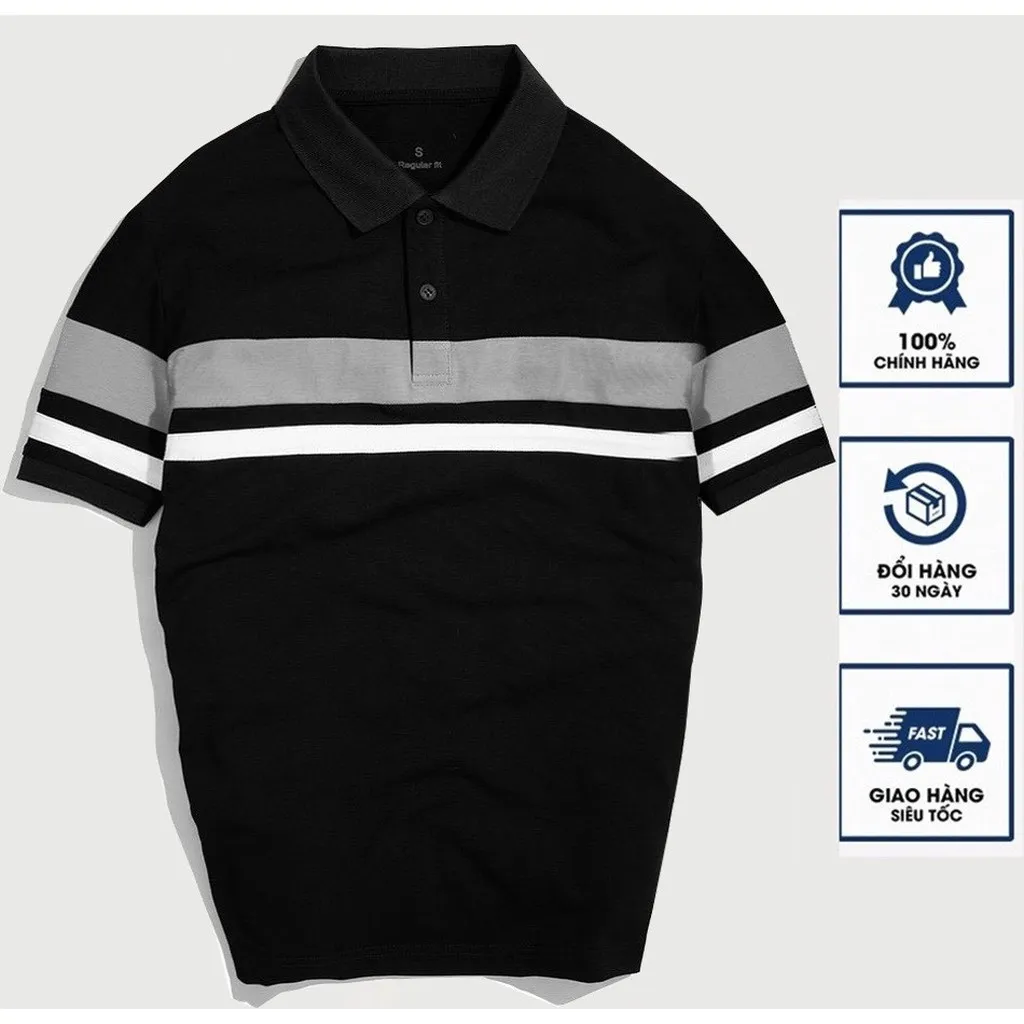 Alternative view of Áo Thun Nam Polo Phối Sọc Tay Ngắn Thun Cotton Co Giãn 4 Chiều - Lê Phương Boutique