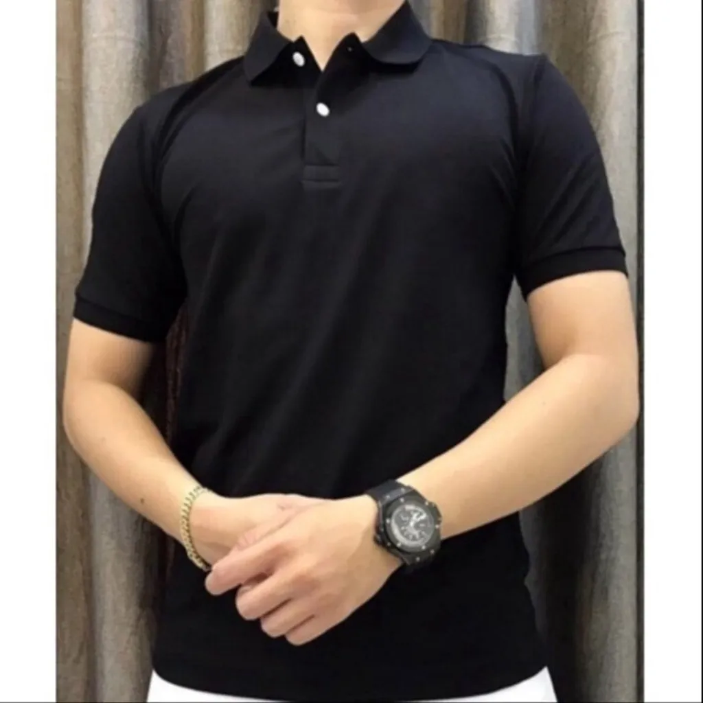 Alternative view of Áo Thun Polo Nam Trơn Cổ Bẻ Thun Cotton Co Giãn 4 Chiều - Lê Phương Boutique