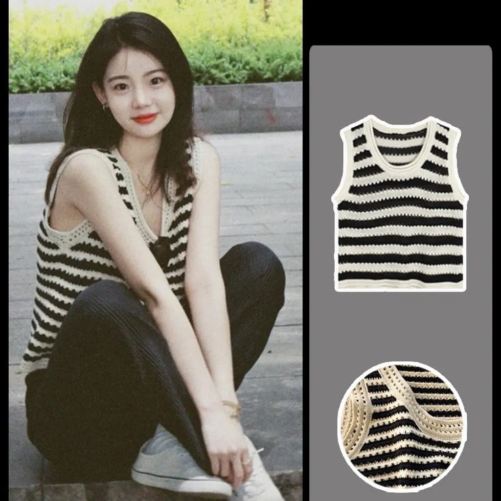Áo Len Sát Nách Họa Tiết Kẻ To Kiểu Dáng Oversize Sldca103 - Diepchi Fashion