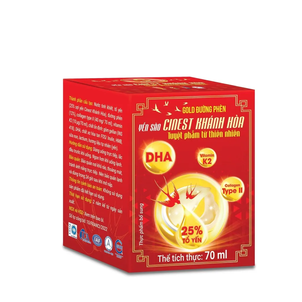 (lọ) Yến Sào Cinest 25% Gold Đường Phèn 70ml - Franci