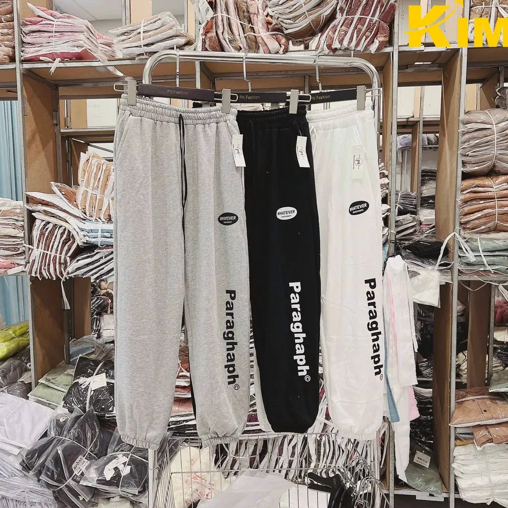 Quần Nỉ Jogger Unisex Bo Ống In Chữ Paragraph - Kim