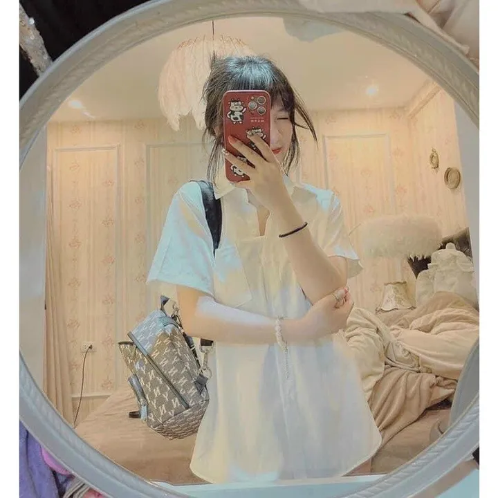 Alternative view of Áo Sơ Mi Cộc Tay Chất Lụa Phối Túi Ngực Sldca03 - Diepchi Fashion