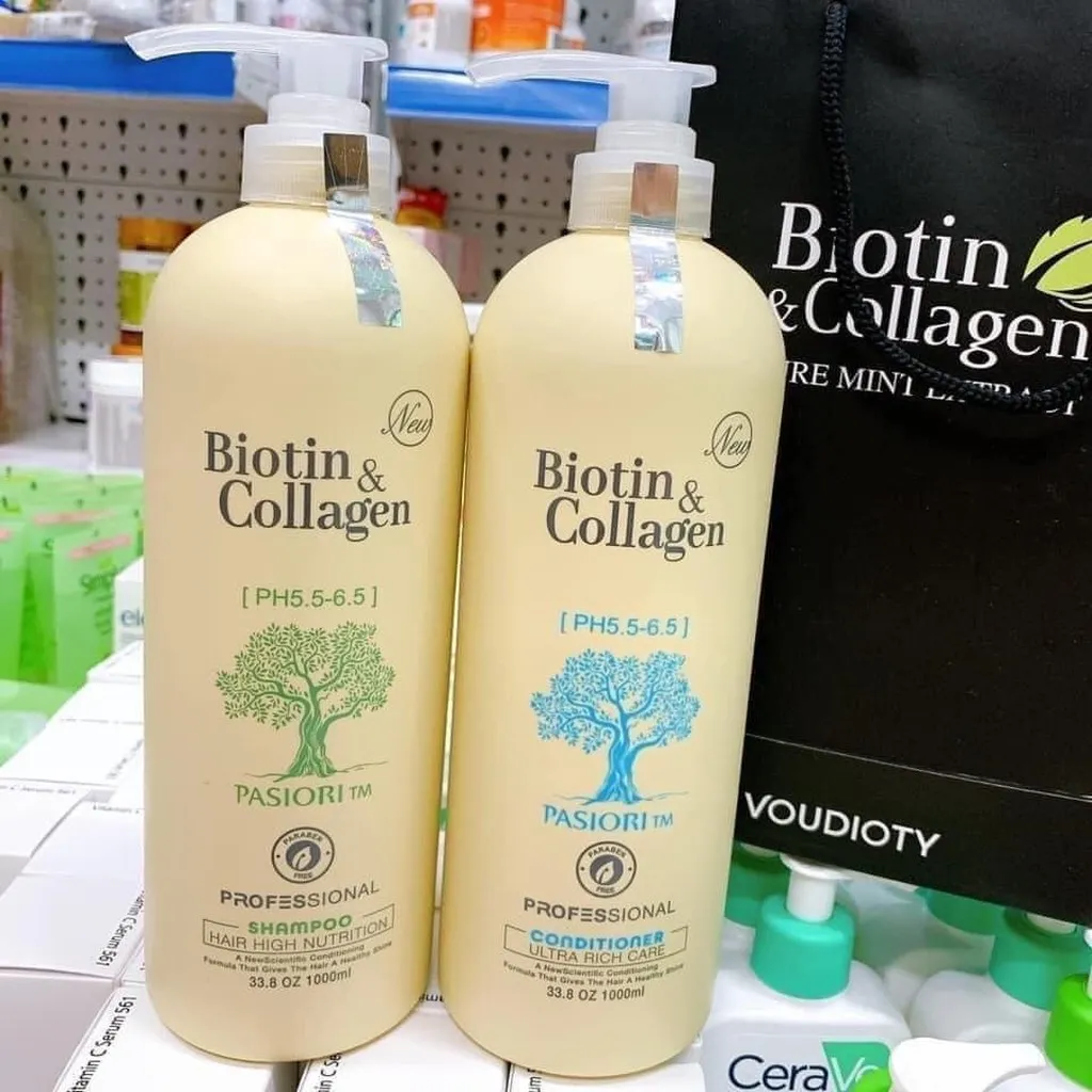 Cặp Gội Xả Biotin Collagen Trắng 1000ml Mỗi Chai Kt1-gdn