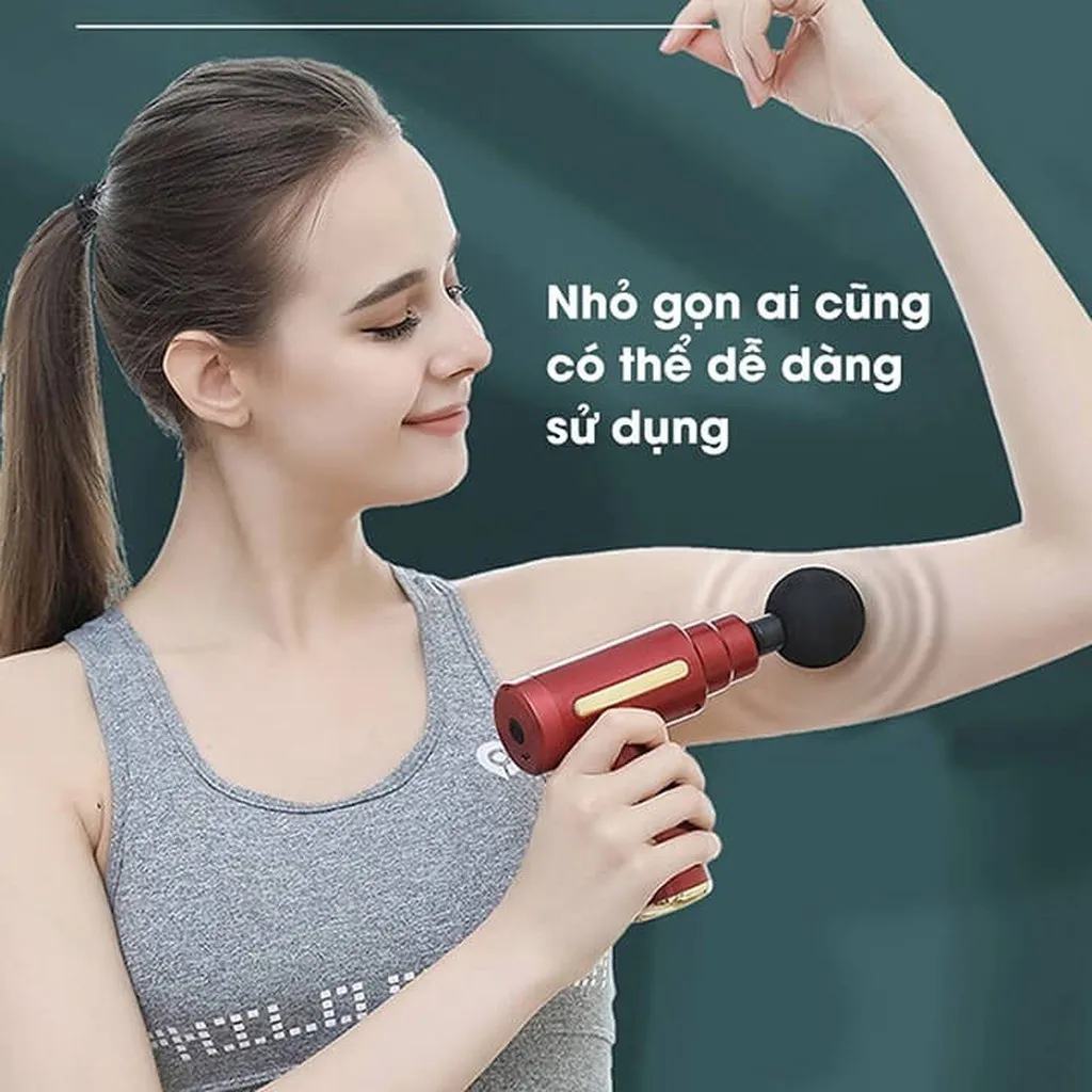 Máy Massage Cầm Tay 4 Đầu 6 Chế Độ Đấm Lưng, Đầu Cổ Vai Gáy Massage Gun 25w - Shop Mẹ Bống