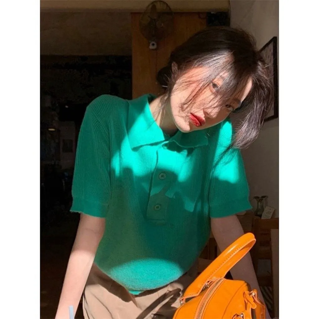 Áo Len Trơn 3 Khuy Trơn Cổ Đức Dáng Croptop Trẻ Trung Sldca177 - Diepchi Fashion