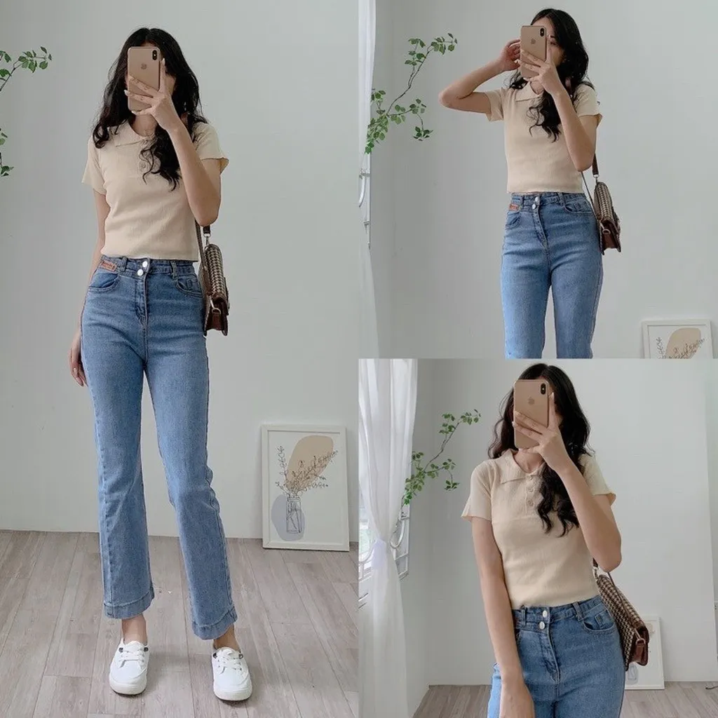 Alternative view of Áo Len Trơn 3 Khuy Trơn Cổ Đức Dáng Croptop Trẻ Trung Sldca177 - Diepchi Fashion