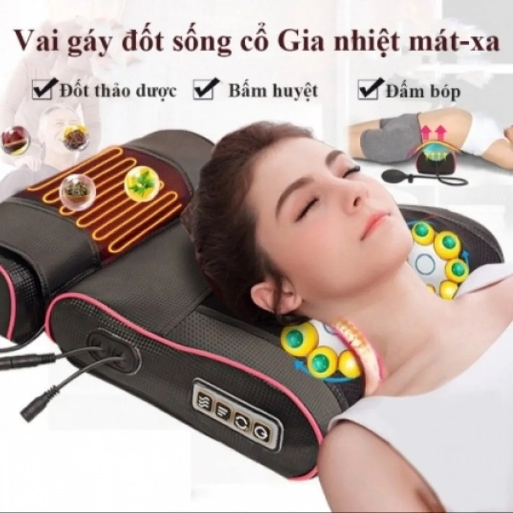 Gối Massage Vai Gáy, Cột Sống - Silver