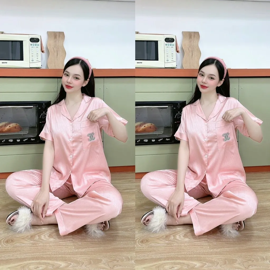 Alternative view of Bộ Pijama Gấm Tay Ngắn Quần Dài - Lê Phương Boutique