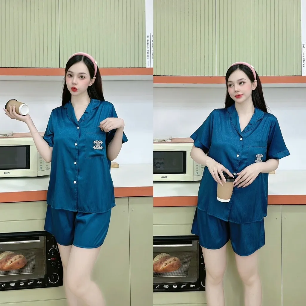 Alternative view of Bộ Pijama Gấm Tay Ngắn Quần Đùi - Lê Phương Boutique