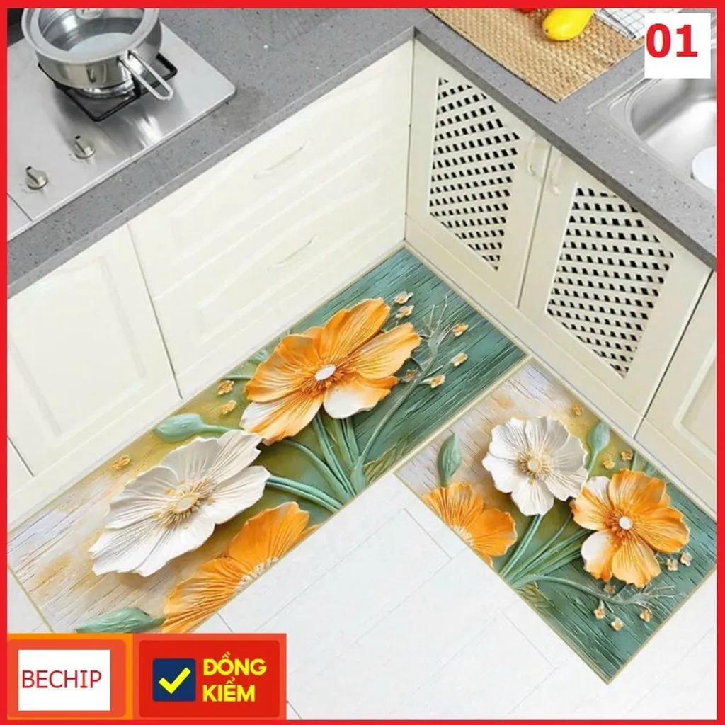 Set 2 Thảm Bếp, Thảm Lau Chân 5d Bali Thấm Hút Nước ( 1 Dài, 1 Ngắn) Ctb363 - Bechip