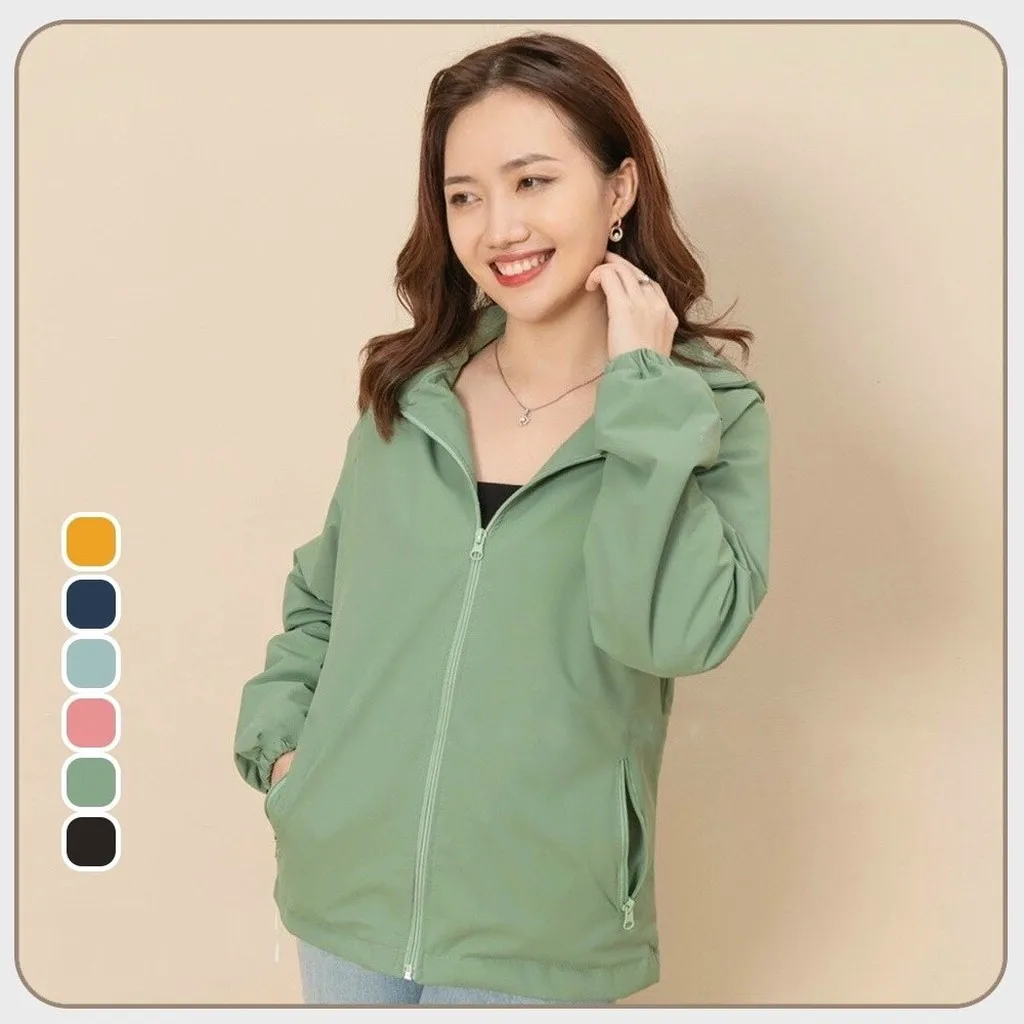 Áo Khoác Gió Nữ 2 Lớp Trơn Chống Nước, Mũ Có Thể Tháo Rời Kiểu Dáng Thể Thao Sldcg02 - Diepchi Fashion