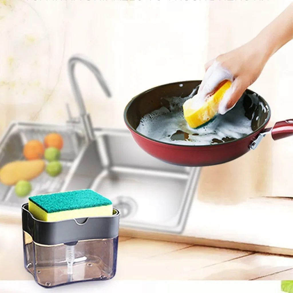 Hộp Đựng Nước Rửa Chén Có Vòi Tặng Kèm Miếng Rửa Chén - Su