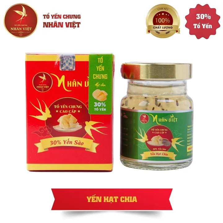 [7 Hũ Tặng 1] Yến Sào 30% Yến Chưng Hạt Chia Nhân Việt Hũ 70ml - Nhân Việt