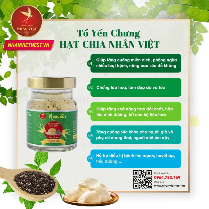 Alternative view of [7 Hũ Tặng 1] Yến Sào 30% Yến Chưng Hạt Chia Nhân Việt Hũ 70ml - Nhân Việt