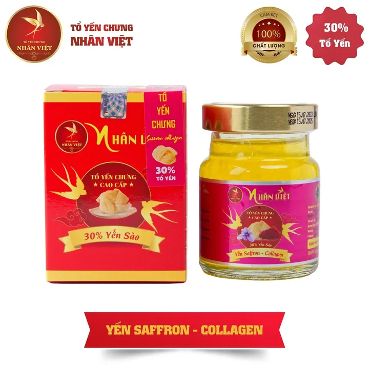 [7 Hũ Tặng 1] Yến Sào 30% Yến Chưng Saffron Collagen Nhân Việt Hũ 70ml - Nhân Việt