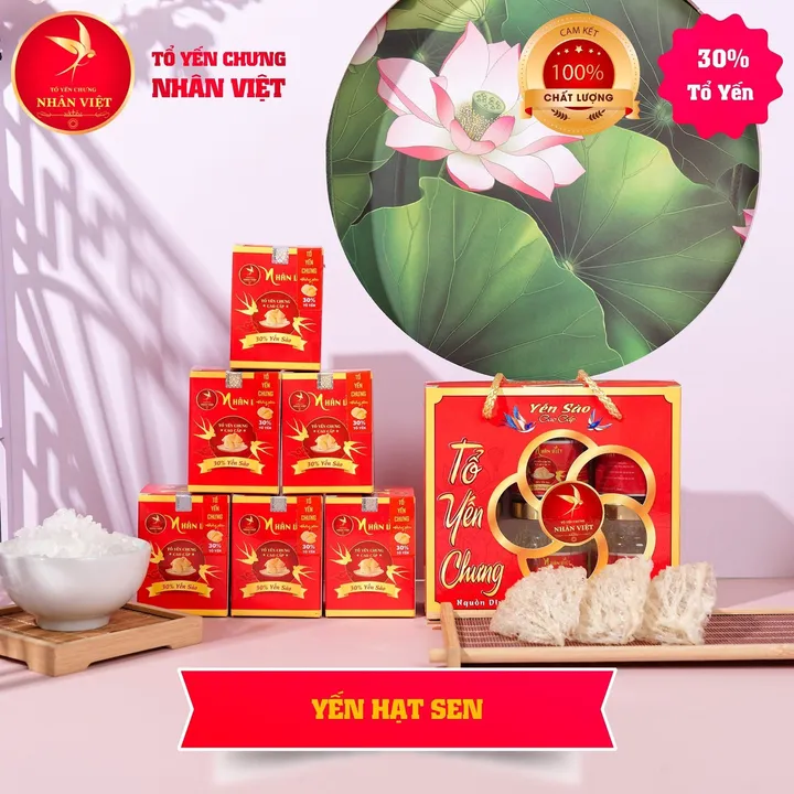 [2 Lốc Tặng 1 Hũ] Lốc 6 Hũ Yến 30% Yến Sào Chưng Hạt Sen Nhân Việt Hũ 70ml - Nhân Việt