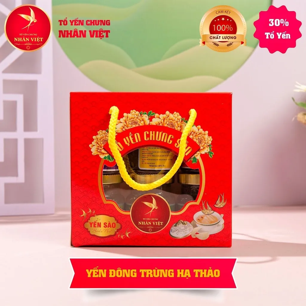[2 Lốc Tặng 1 Hũ] Lốc 6 Hũ Yến 30% Yến Sào Chưng Đông Trùng Hạ Thảo - Nhân Việt