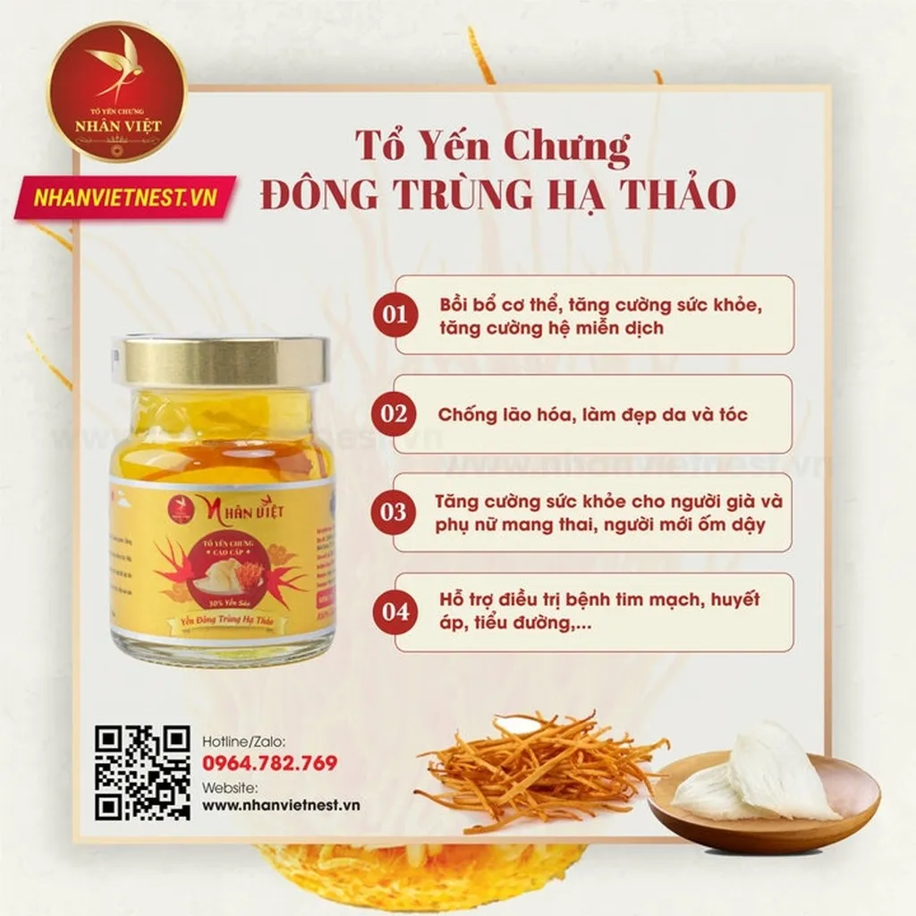 Alternative view of [2 Lốc Tặng 1 Hũ] Lốc 6 Hũ Yến 30% Yến Sào Chưng Đông Trùng Hạ Thảo - Nhân Việt