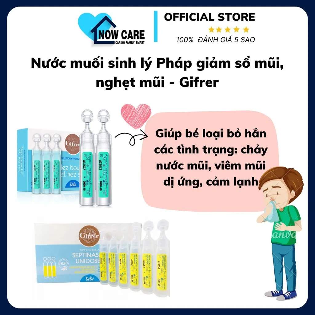 Nước Muối Sinh Lý Pháp Giảm Sổ Mũi, Nghẹt Mũi - Gifrer