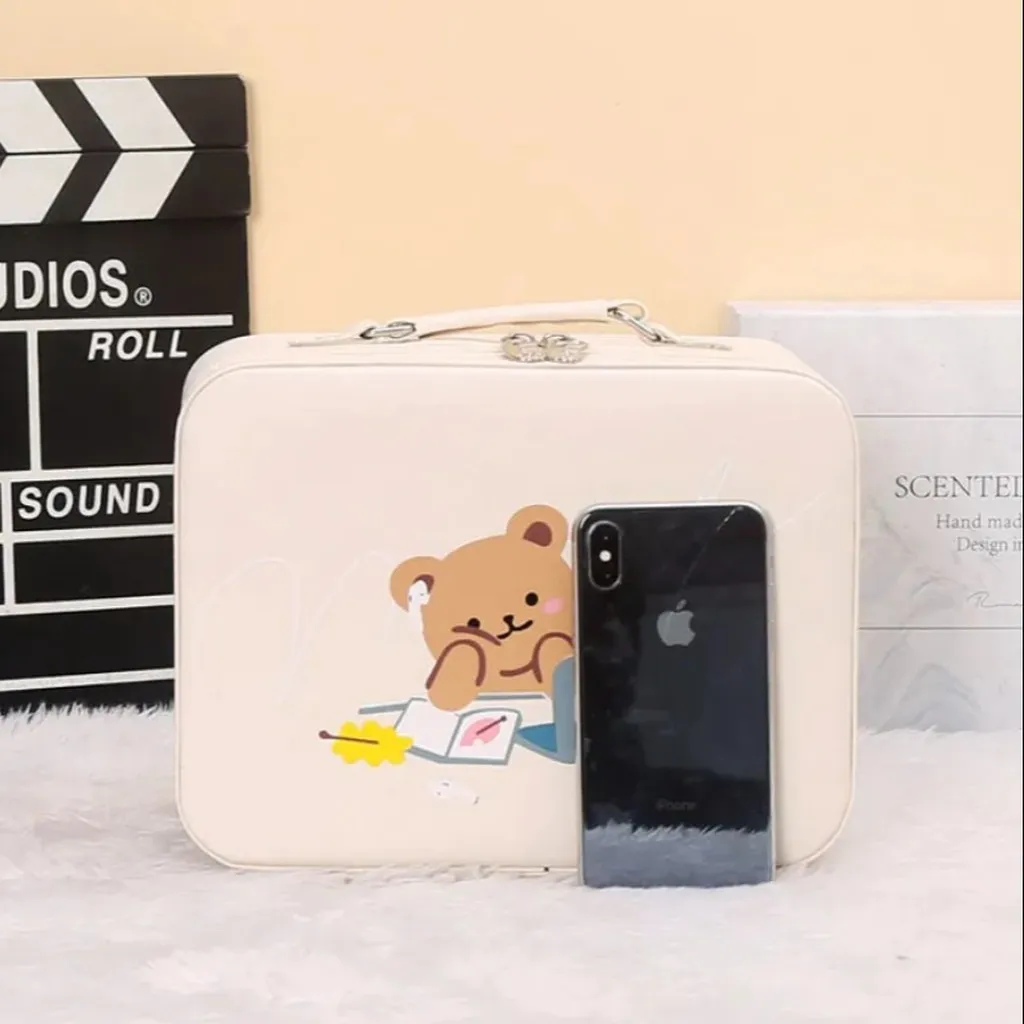 Alternative view of Túi Cốp Mỹ Phẩm Da Pu Dạng Vali 25*18*11cm, Đựng Phụ Kiện Trang Điểm Có Gương - Shop Mẹ Bống