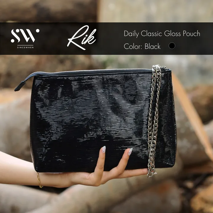 Túi Cầm Tay Rik Họa Tiết Xước Bóng - Đen (daily Classic Pouch) - Sincewhen