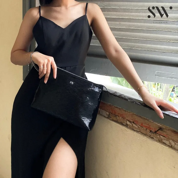 Alternative view of Túi Cầm Tay Rik Họa Tiết Xước Bóng - Đen (daily Classic Pouch) - Sincewhen