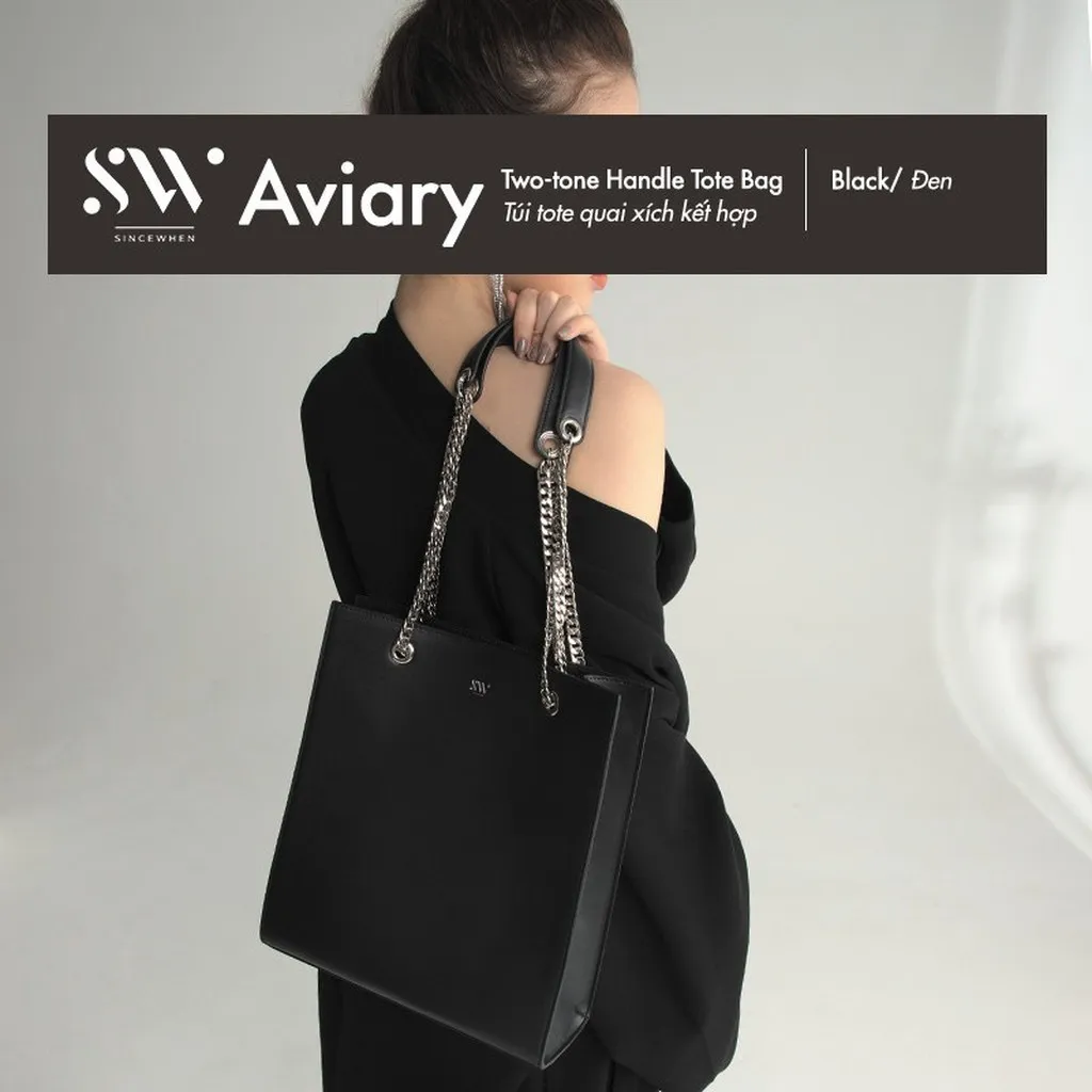 Túi Tote Aviary Quai Phối Kim Loại Cá Tính - Two-tone Handle Tote Bag - Sincewhen
