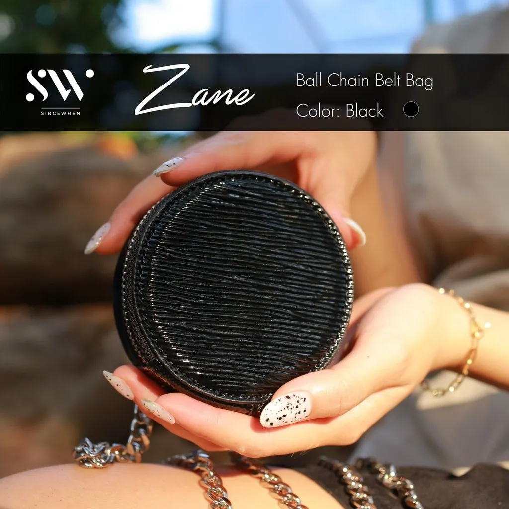 Túi Đeo Thắt Lưng Zane Kim Loại Dáng Tròn - Đen (ball Chain Belt Bag) - Sincewhen