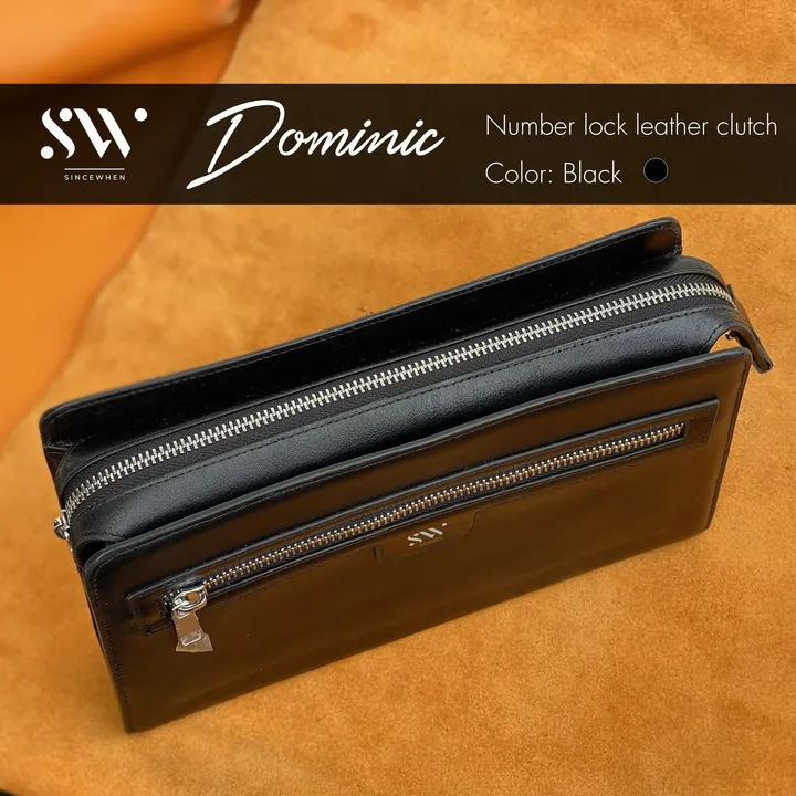 Clutch Da Thật Dominic Khóa Số Hiện Đại (number Lock Leather Clutch) - Sincewhen