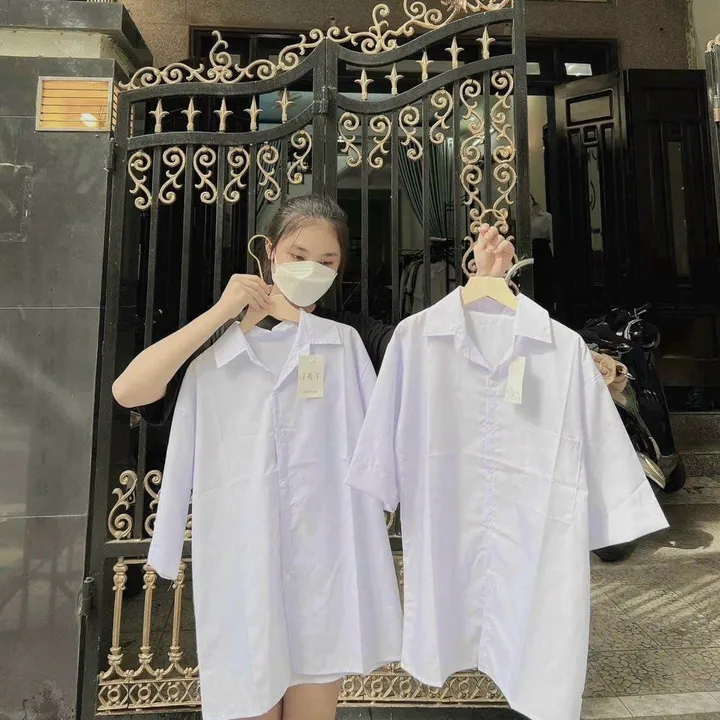 Alternative view of Áo Sơ Mi Trơn Nữ Đi Học Kiểu Dáng Lỡ Tay Chất Liệu Vải Mặc Mát Mẻ Phối Dáng Tinh Tế Form Rộng Bao Đẹp Hàng Hot Trend-htm Fashion
