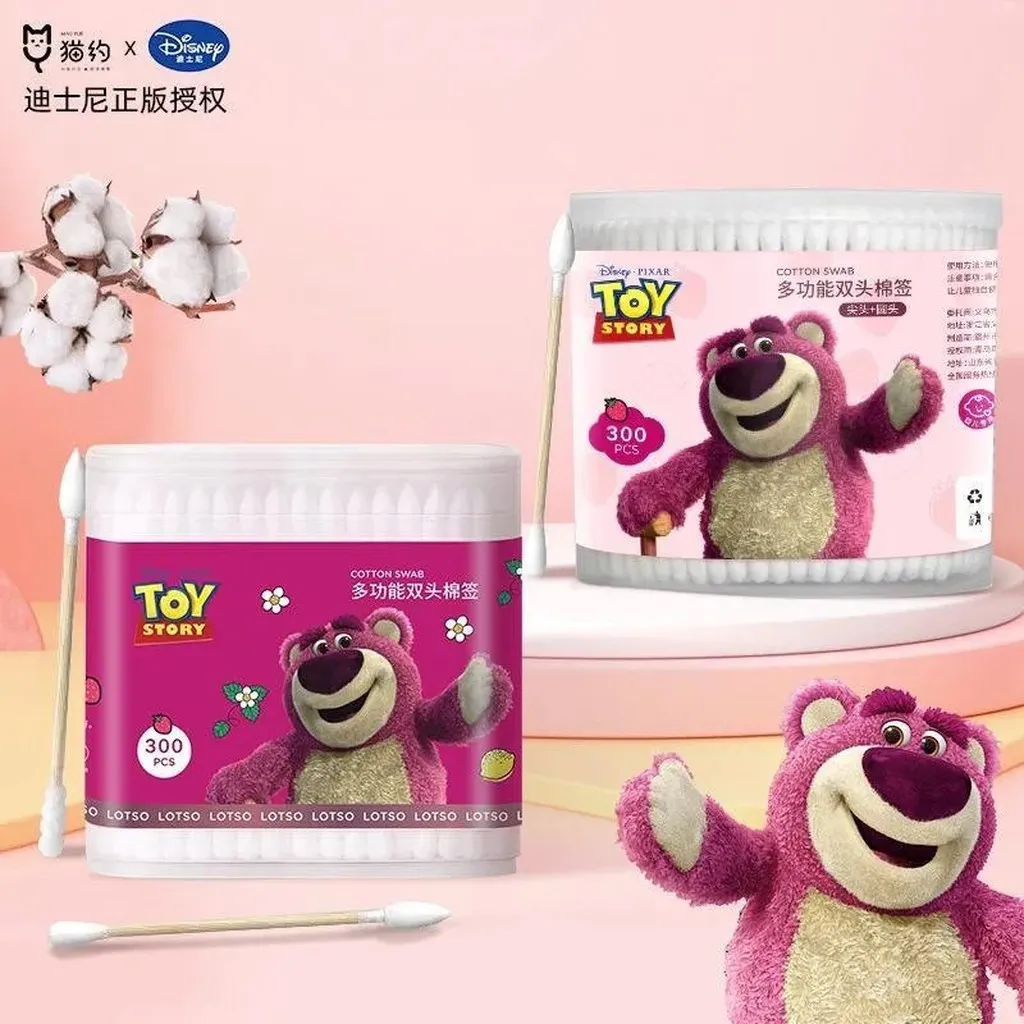 Hộp 300 Cây Bông Tăm Hình Gấu Dâu - Su